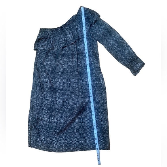 Anthropologie Velvet by Graham & Spencer Black Print One Shoulder Shift Dress S - Picture 15 of 16